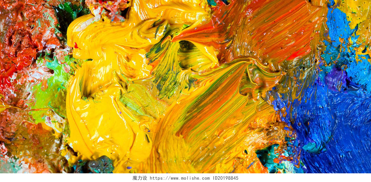 彩色油画质感抽象笔刷颜料海报背景图片